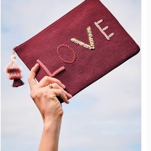 Stella & Dot Embroidered Love Pouch